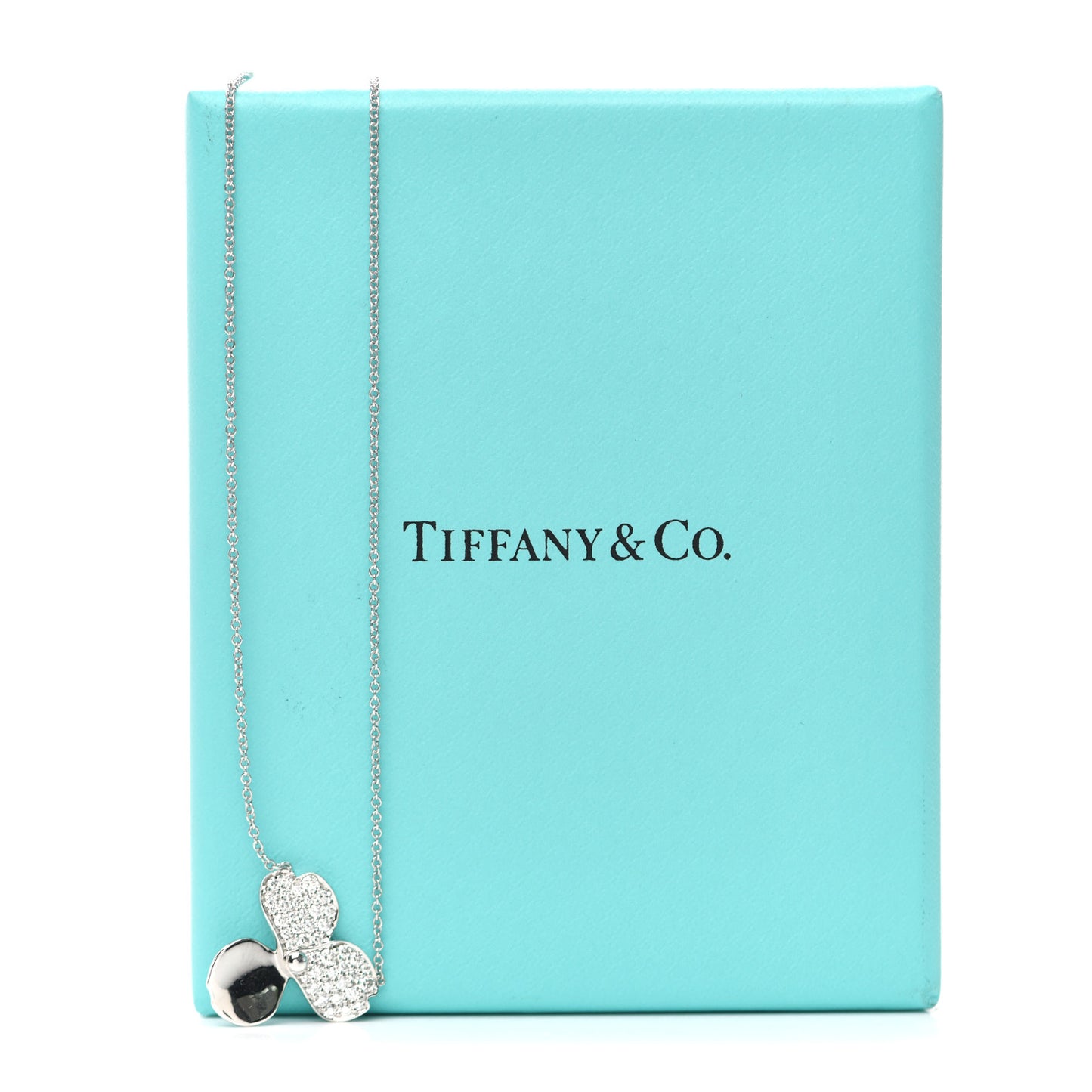 Platinum Diamond Paper Flowers Pendant Necklace