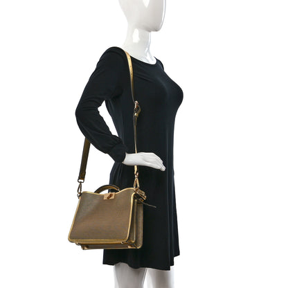 Fendi X VERSACE Vitello Laminato Nappa Perforated Fendace FF Baroque Medium Peekaboo I SEE U Satchel Gold 2 of 9