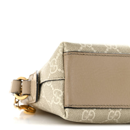 Gucci GG Supreme Monogram Textured Dollar Calfskin Web Small Ophidia Dome Shoulder Beige Mystic White Oatmeal 9 of 16