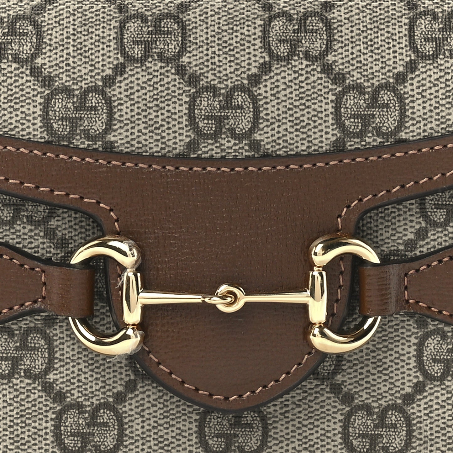 GG Supreme Monogram Mini Horsebit 1955 Shoulder Bag Beige Brown Sugar
