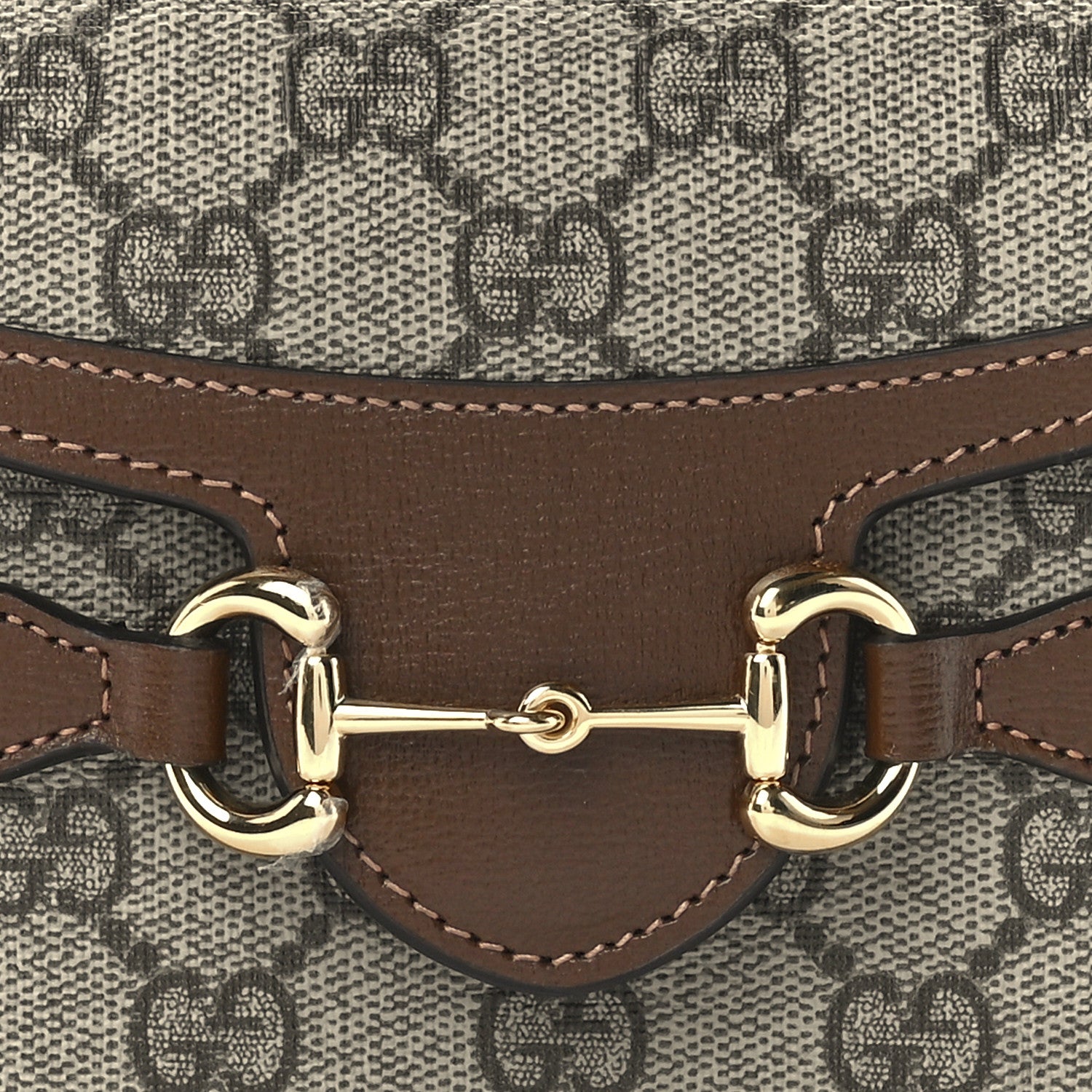 Gucci GG Supreme Monogram Mini Horsebit 1955 Shoulder Bag Beige Brown Sugar 8 of 11