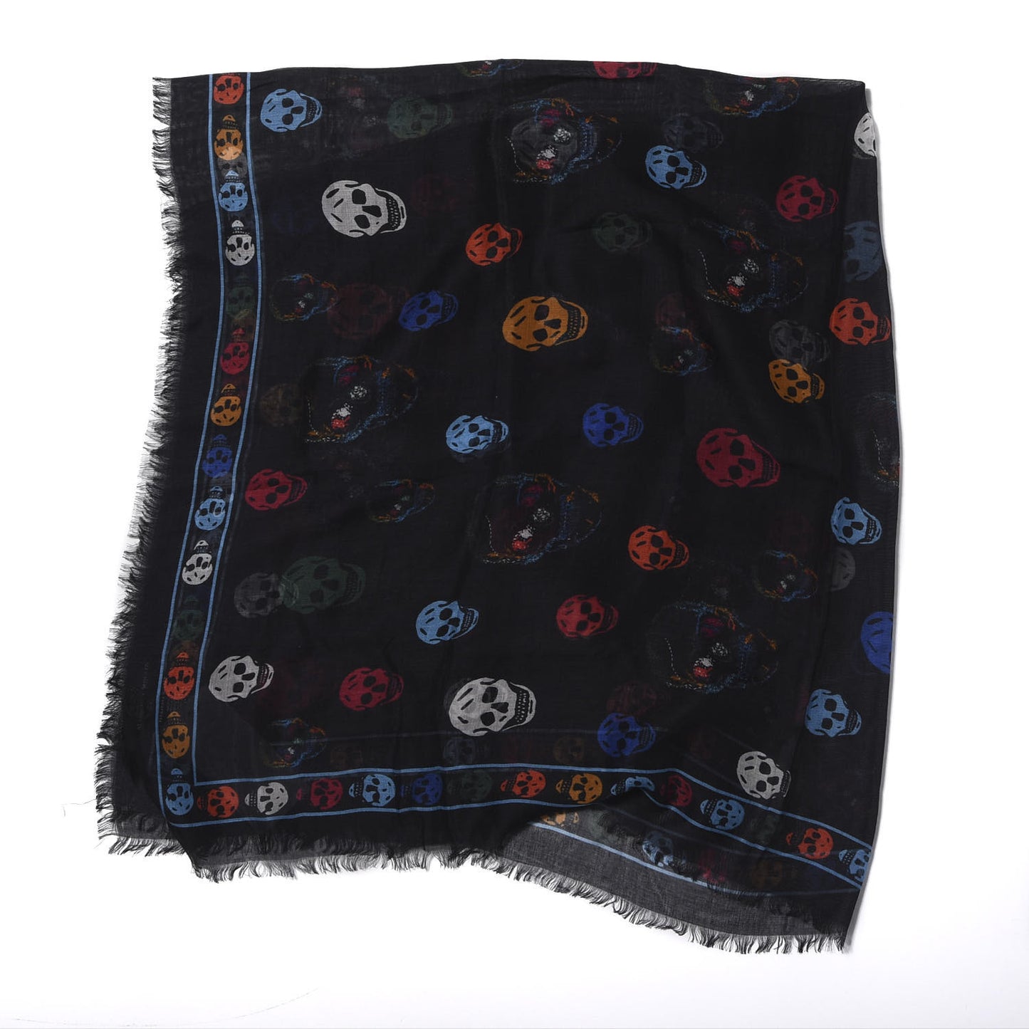 Modal Silk Skull Scarf Black Multicolor