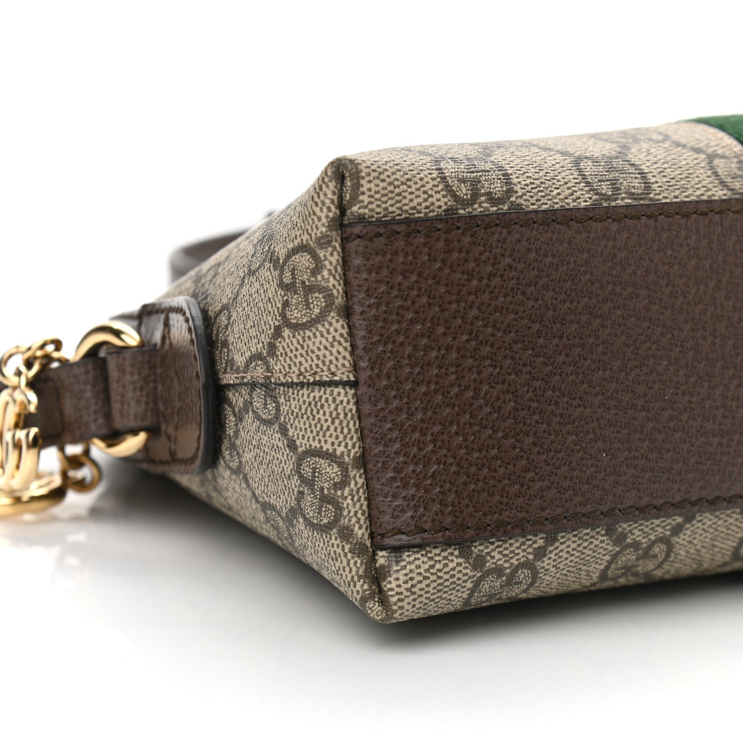 GG Supreme Monogram Textured Dollar Calfskin Web Small Ophidia Dome Shoulder Bag Beige Ebony New Acero