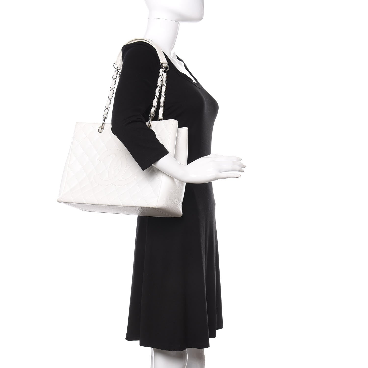 Chanel Caviar Quilted Grand Shopping Tote GST White 2 of 11