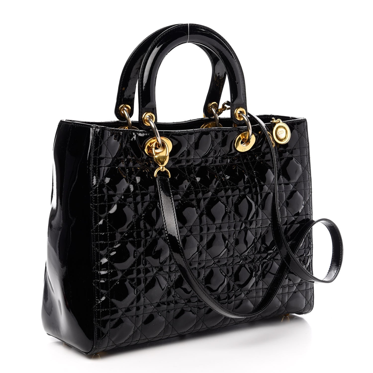 Christian Dior Patent Cannage Large Lady Dior Black 3 of 10
