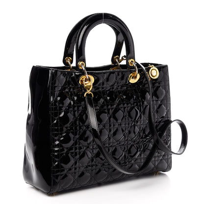 Christian Dior Patent Cannage Large Lady Dior Black 3 of 10