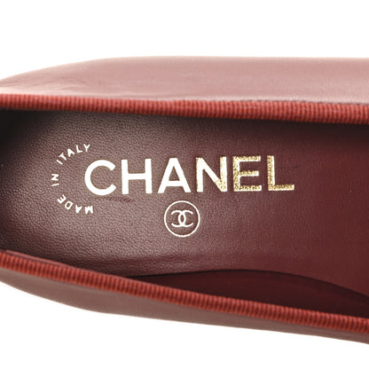 Chanel Lambskin Cap Toe CC Ballerina Flats 37 Burgundy Pink 8 of 10