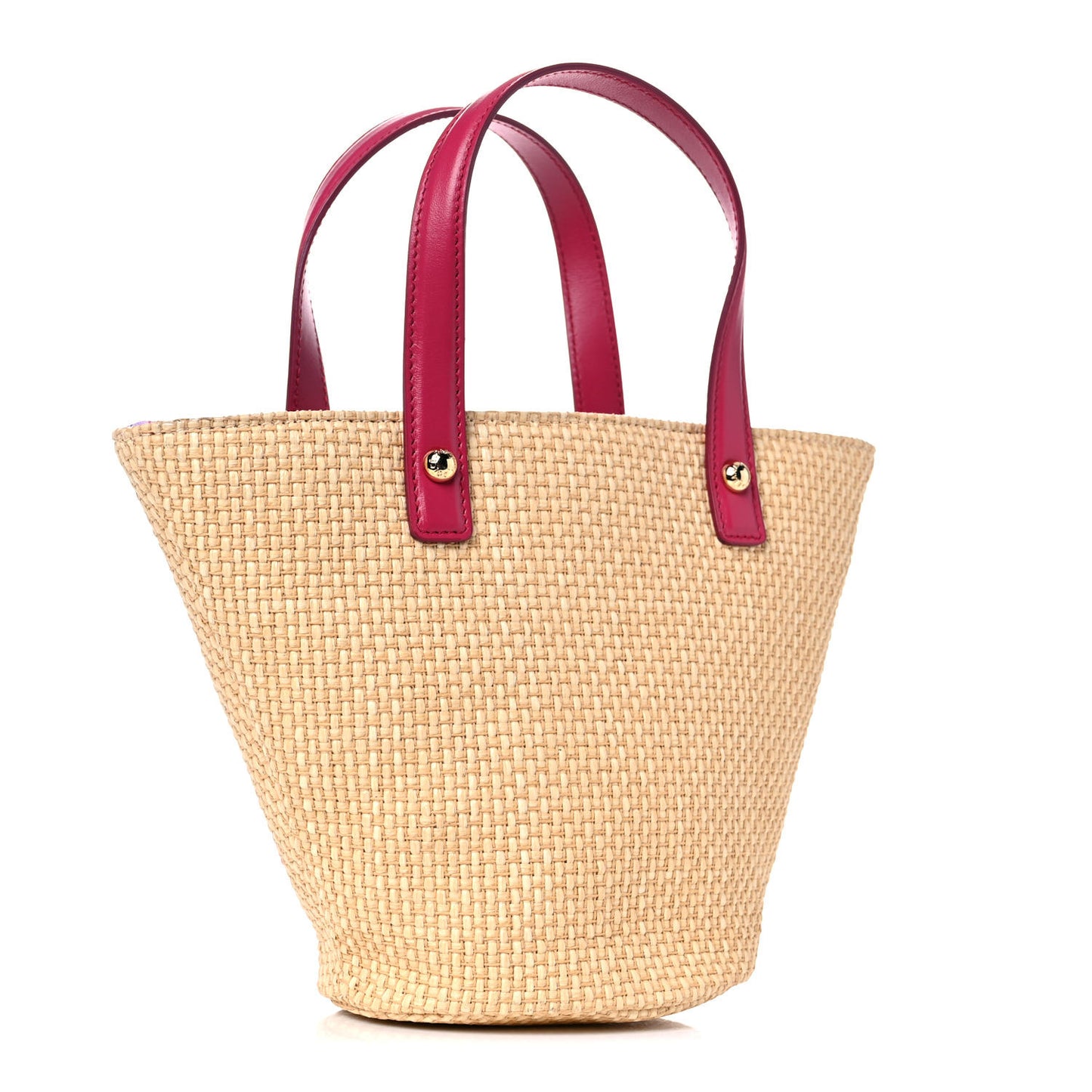 Woven Raffia Mini Kendra Logo Tote Pink Multicolor