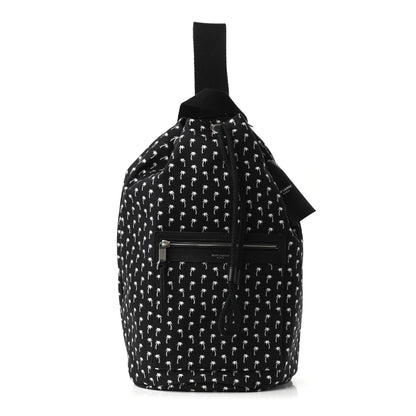 Saint Laurent Canvas Palm Tree Print City Sailor Backpack Black White 3 of 9
