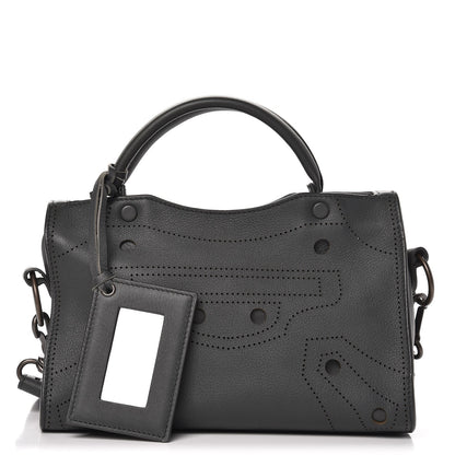 Balenciaga Veau Soyeux Perforated Blackout Hardware Mini City Gris Fossile 1 of 7