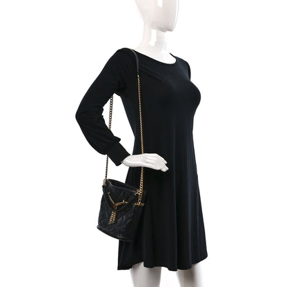 Chanel Lambskin Enamel Quilted Pending CC Bucket Drawstring Bag Black 2 of 9
