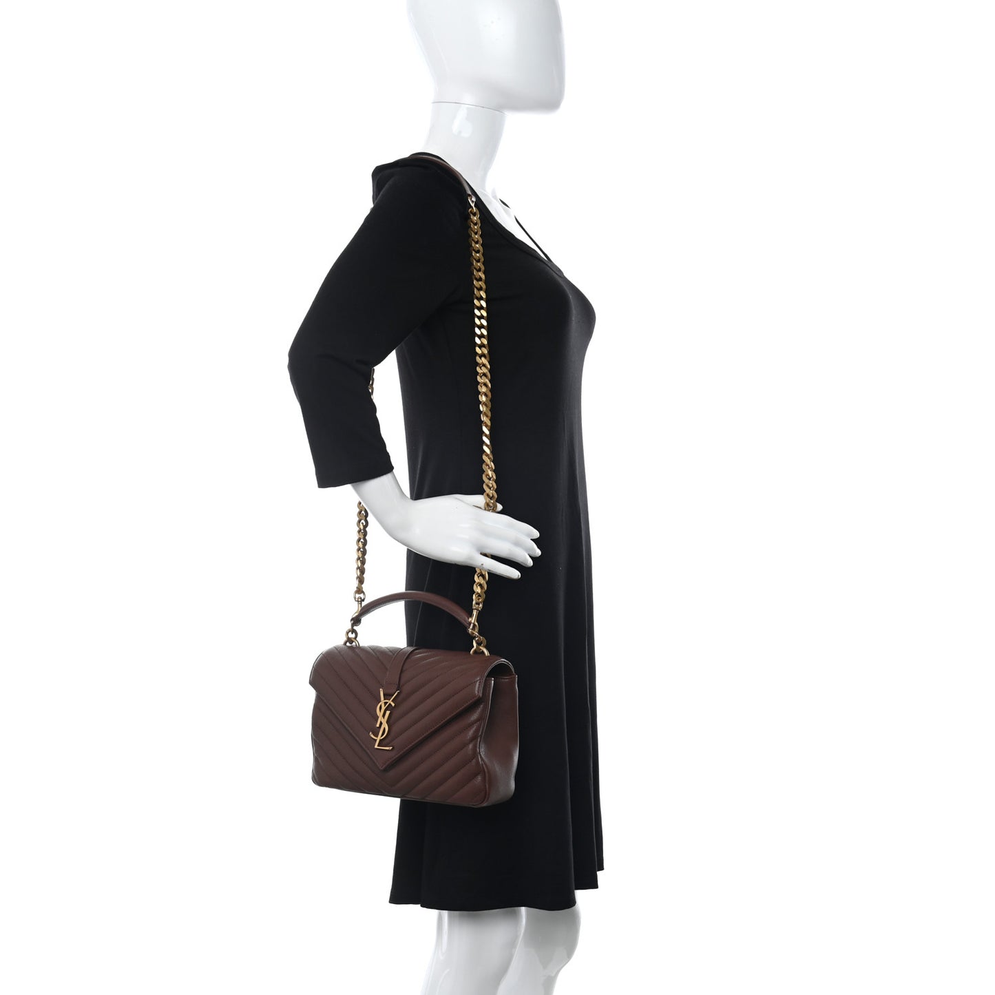 Sheepskin Matelasse Chevron Monogram Medium College Bag Brick