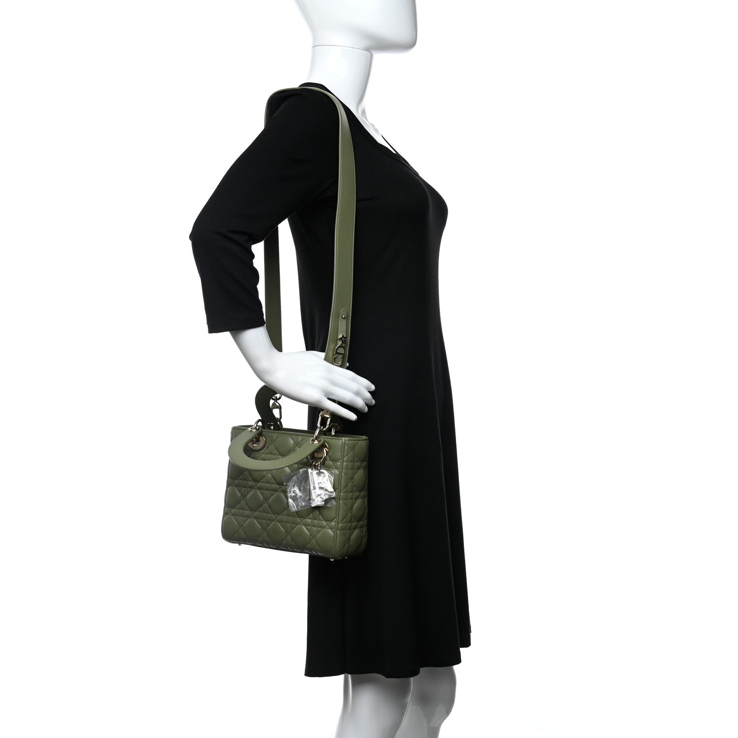Christian Dior Lambskin Cannage Small My ABCDior Lady Dior Army Green 2 of 8