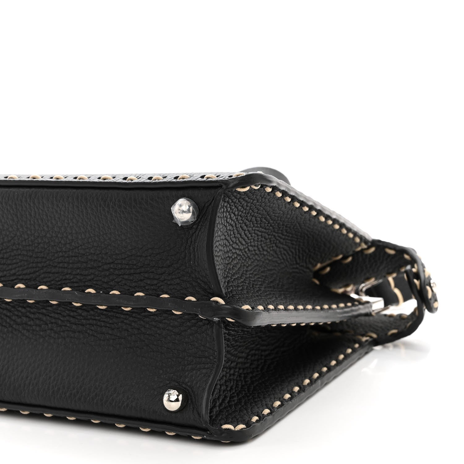 Fendi Vitello Granato Camoscio Elaphe Python Print Macro Stitchings Small Peekaboo I SEE U Satchel Black Roccia 10 of 10