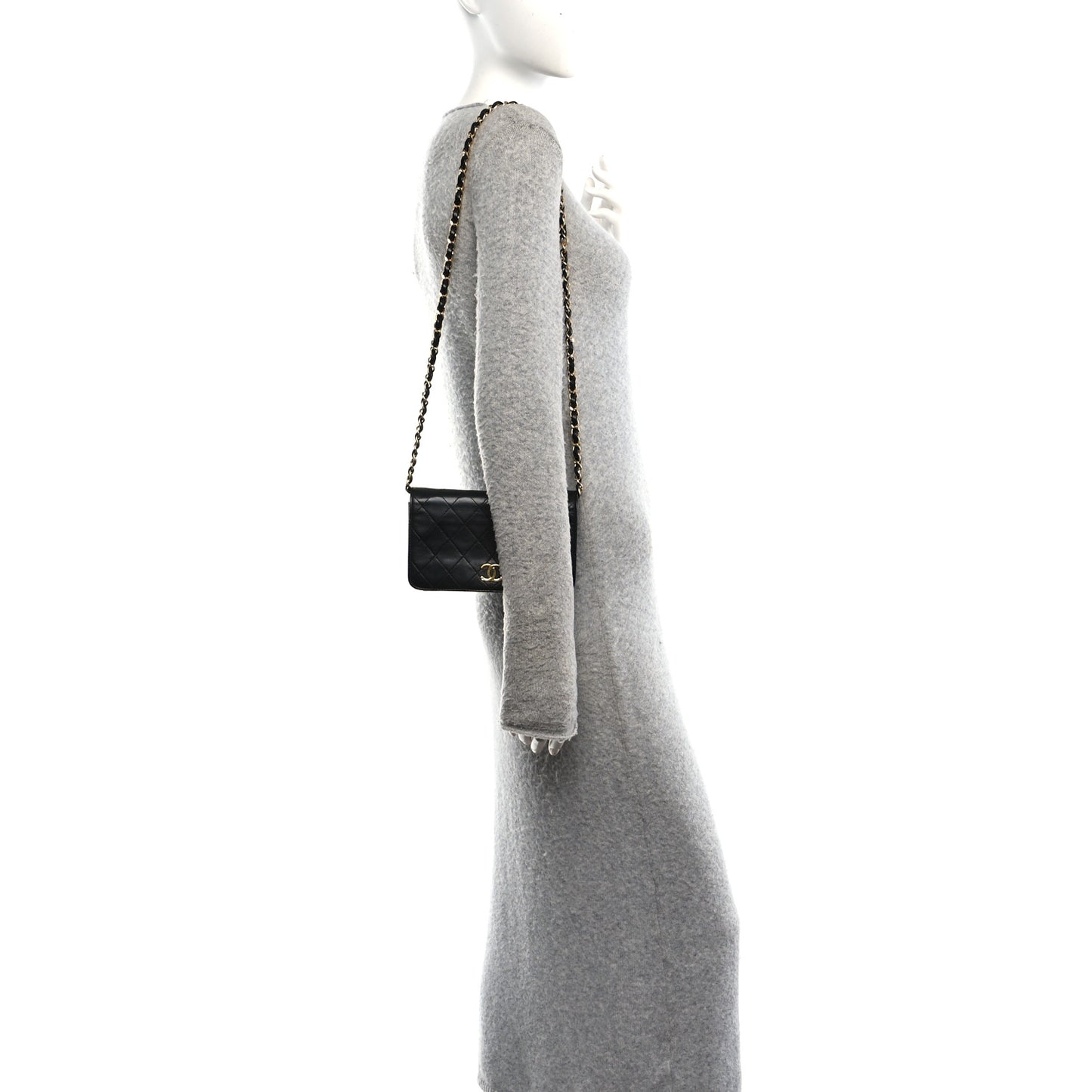 Lambskin Quilted Small Single Flap Bag Black