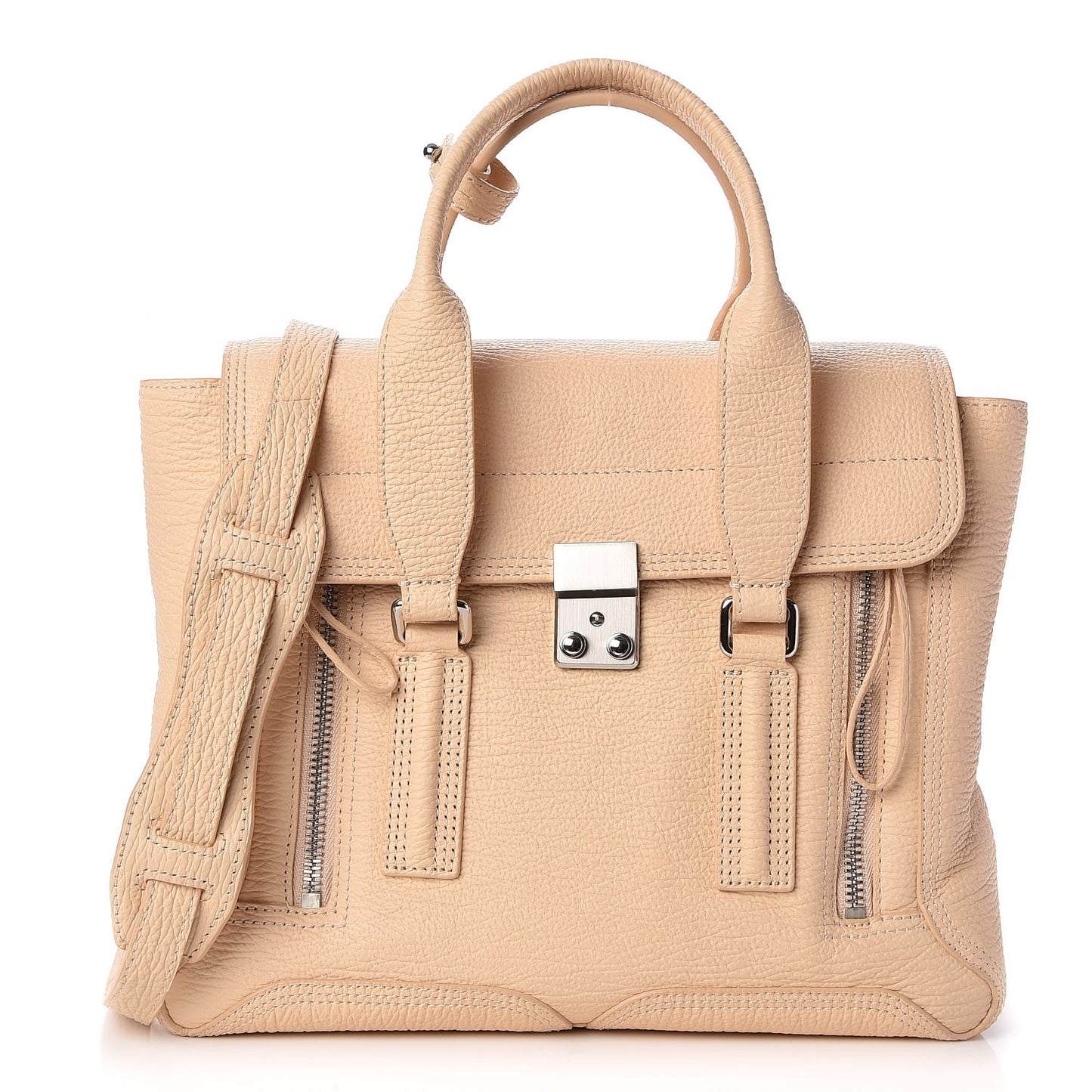 3.1 Textured Calfskin Medium Pashli Satchel Buff