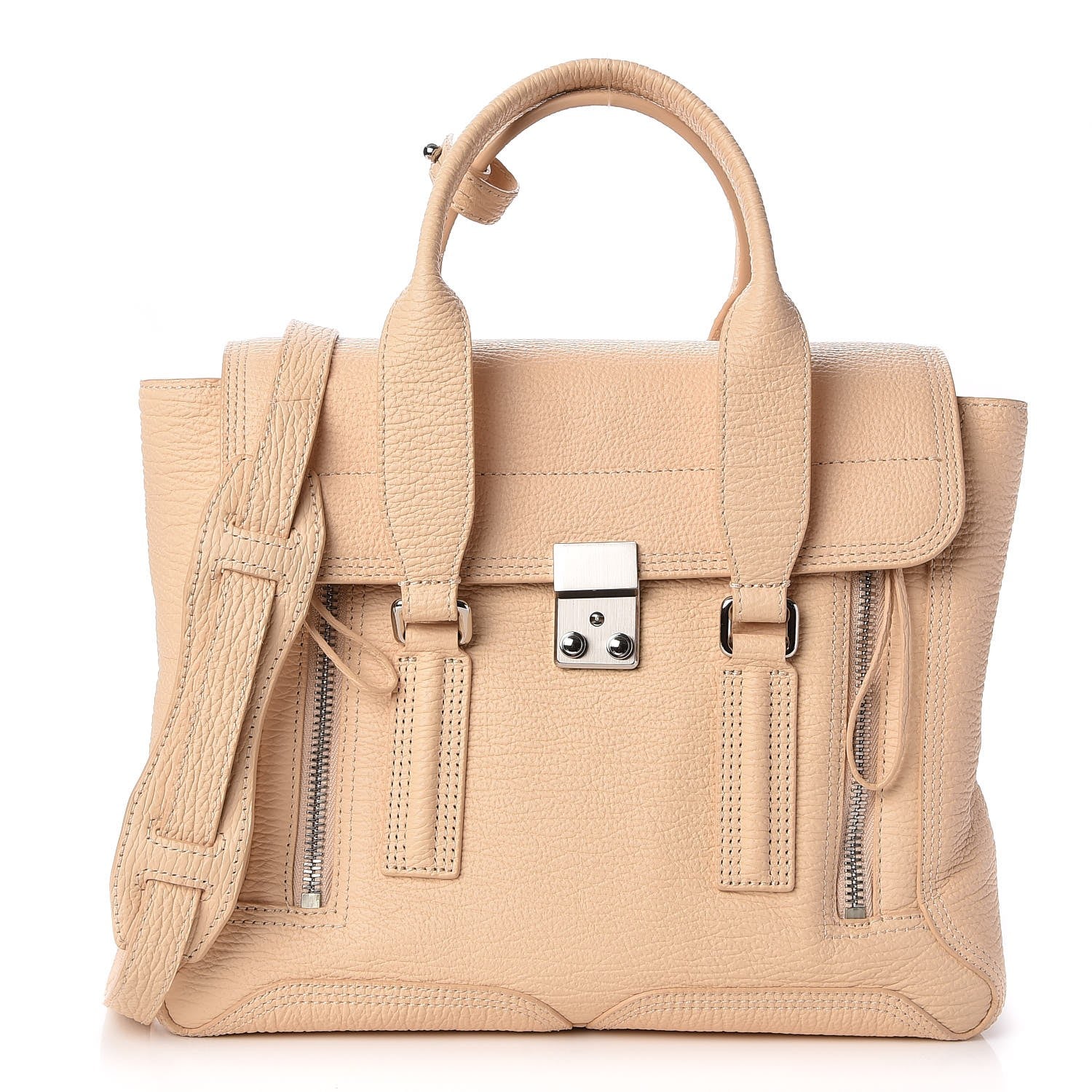3.1 Phillip Lim 3.1 Textured Calfskin Medium Pashli Satchel Buff 1 of 7