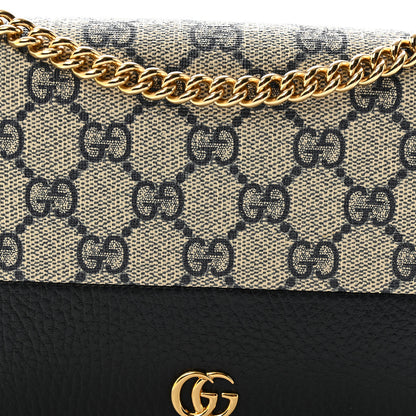Gucci GG Supreme Monogram Textured Dollar Calfskin Mini GG Marmont Chain Wallet Beige Blue 7 of 9