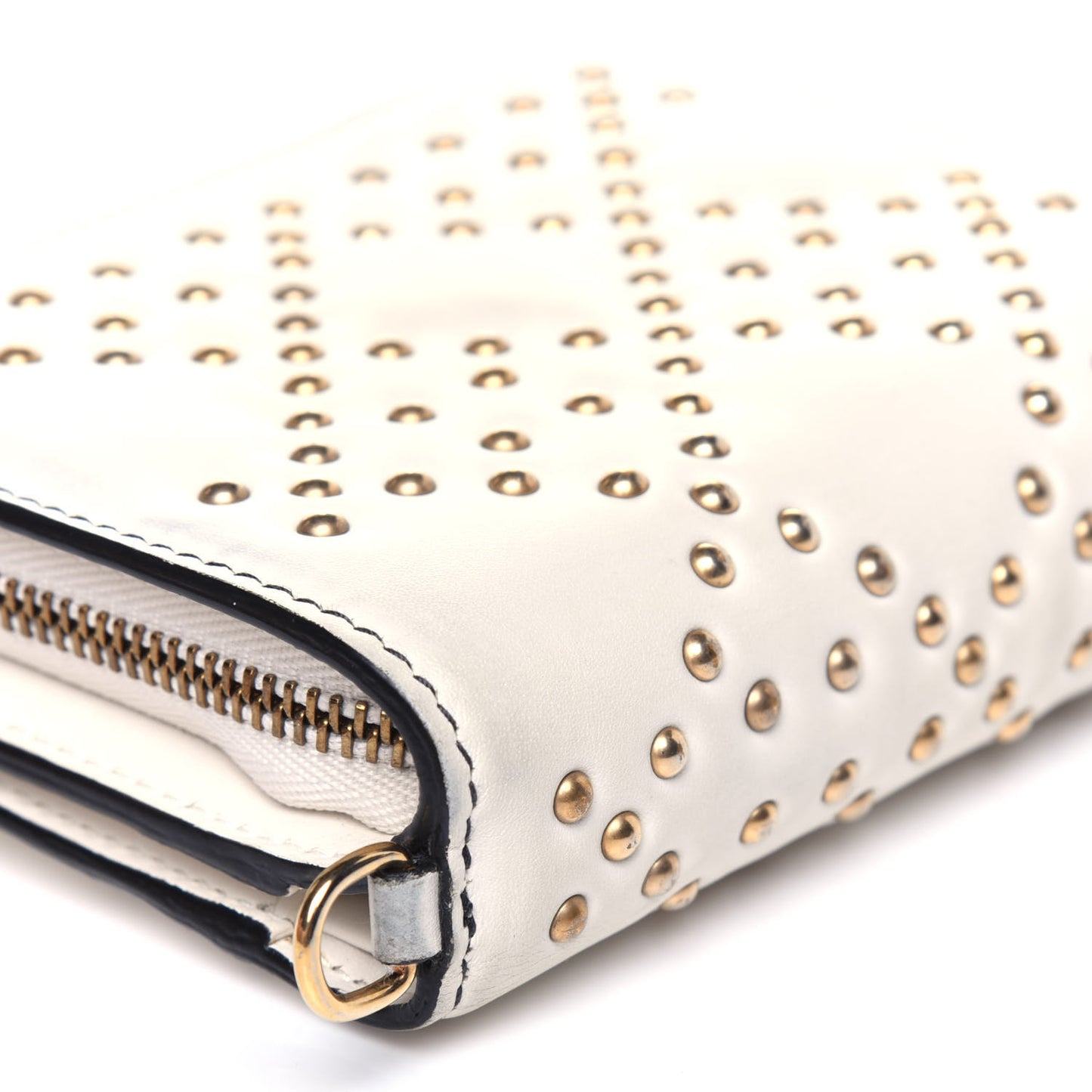 Lambskin Cannage Studded Lady Dior Eden Wallet White