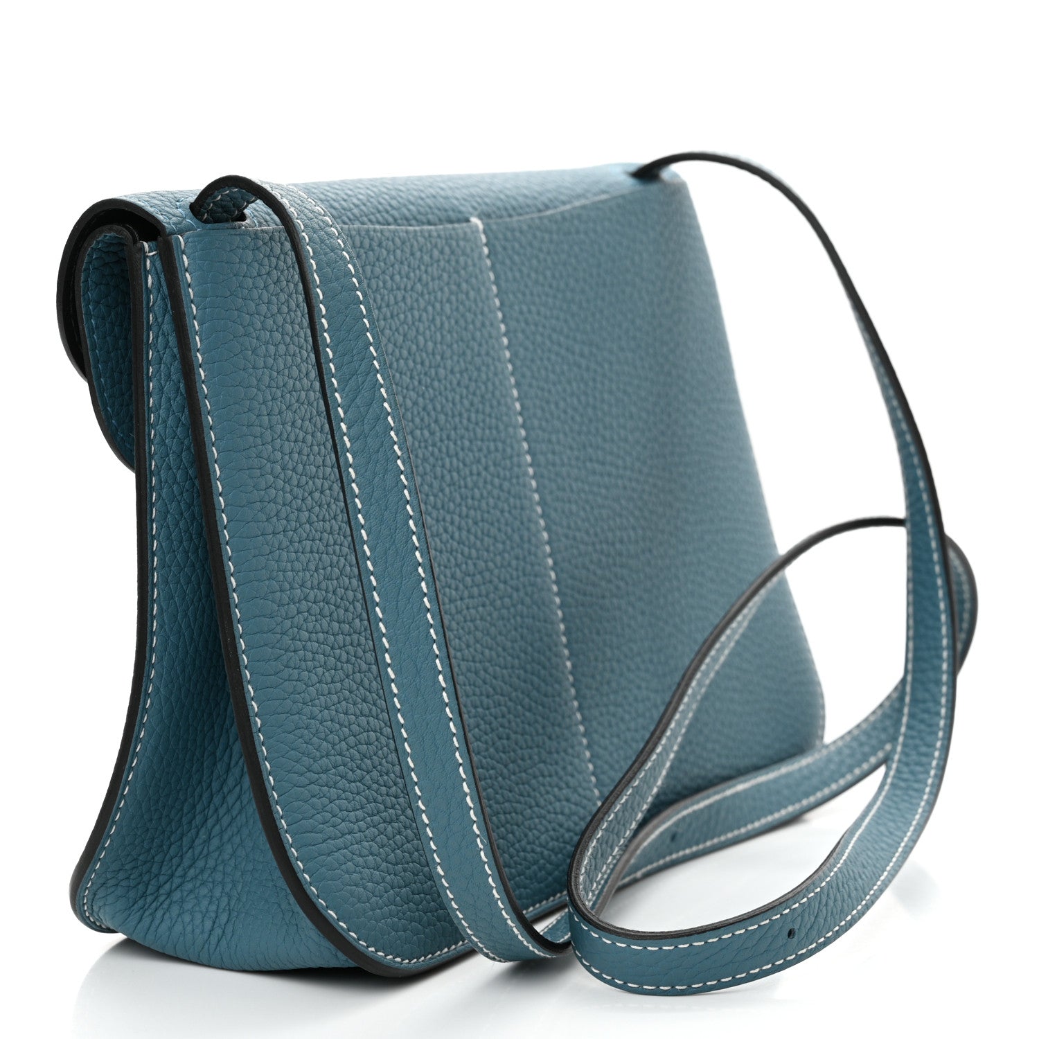 Hermes Taurillon Clemence Halzan 25 New Bleu Jean 3 of 11