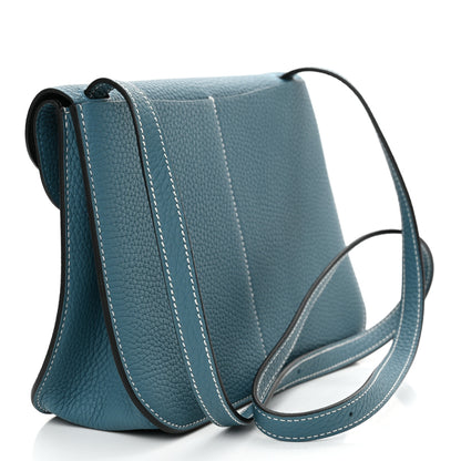 Hermes Taurillon Clemence Halzan 25 New Bleu Jean 3 of 11