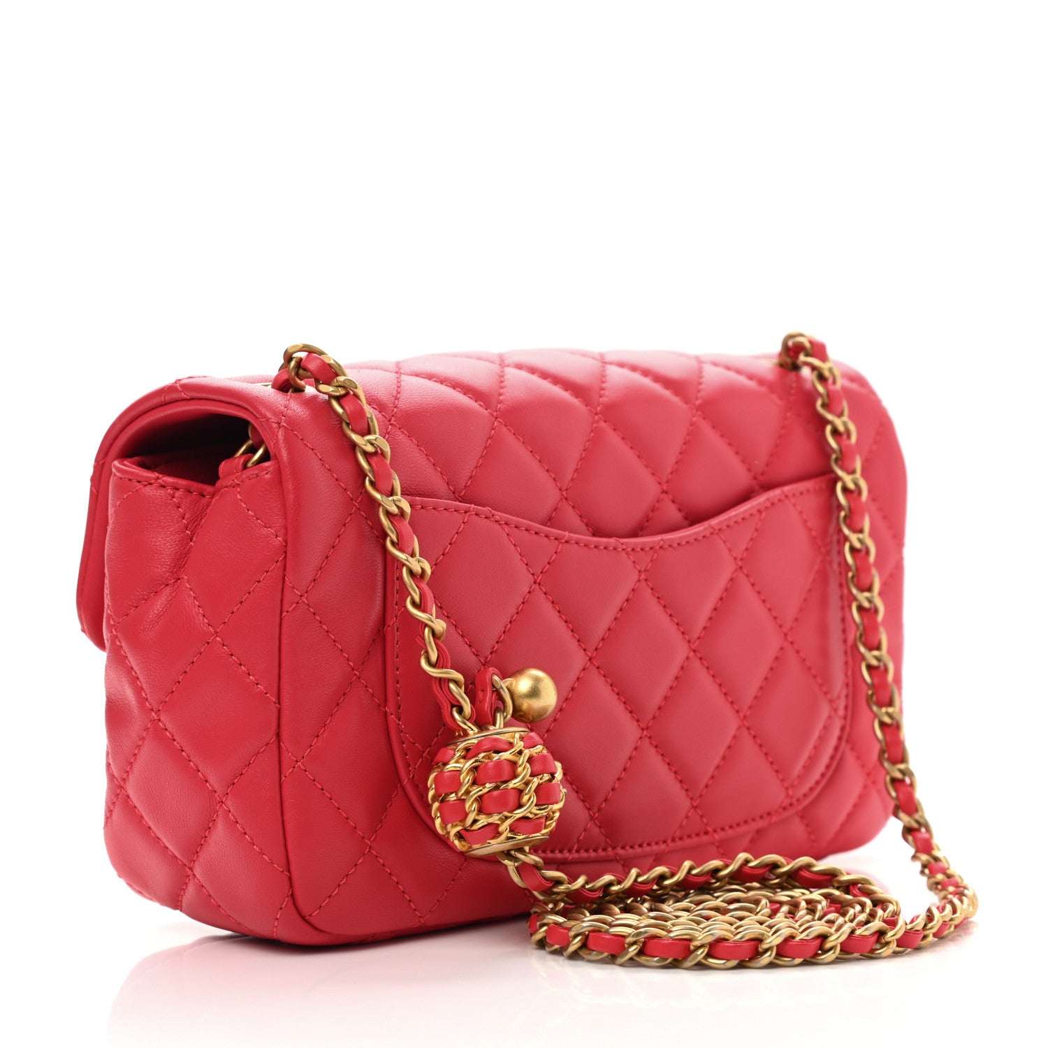 Chanel Lambskin Quilted Mini Rectangular Pearl Crush Flap Red 3 of 11