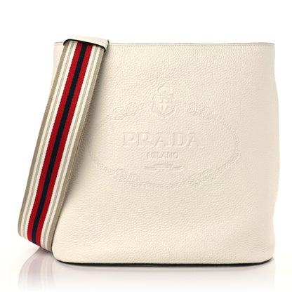 Prada Vitello Phenix Logo Hobo White 1 of 8