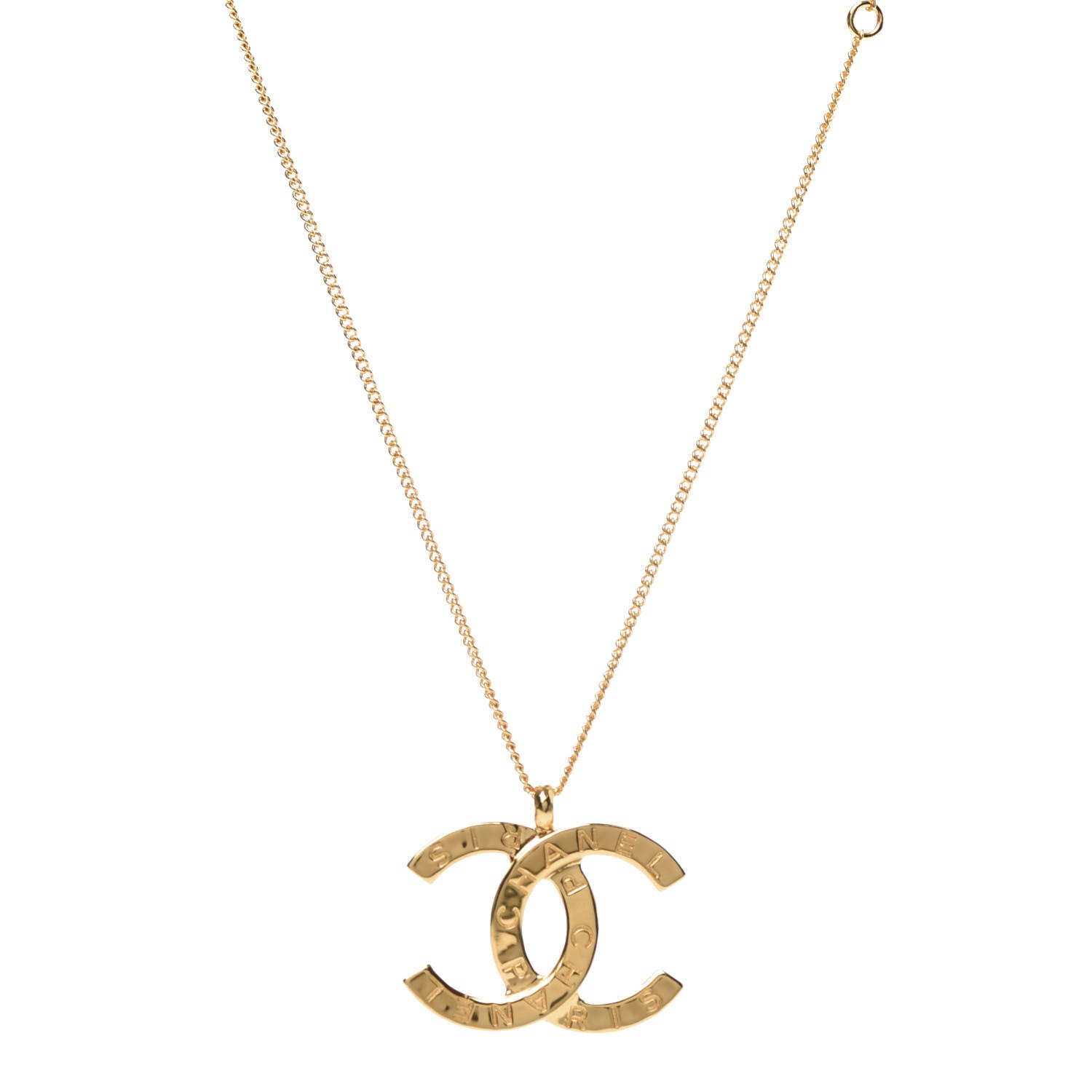 Chanel Metal CC Paris Button Necklace Gold 1 of 6