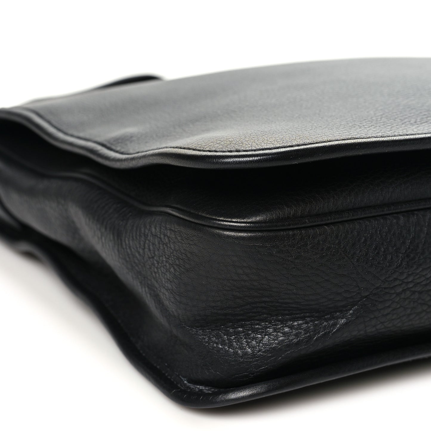 Calfskin Large Flap Messenger Bag  Black