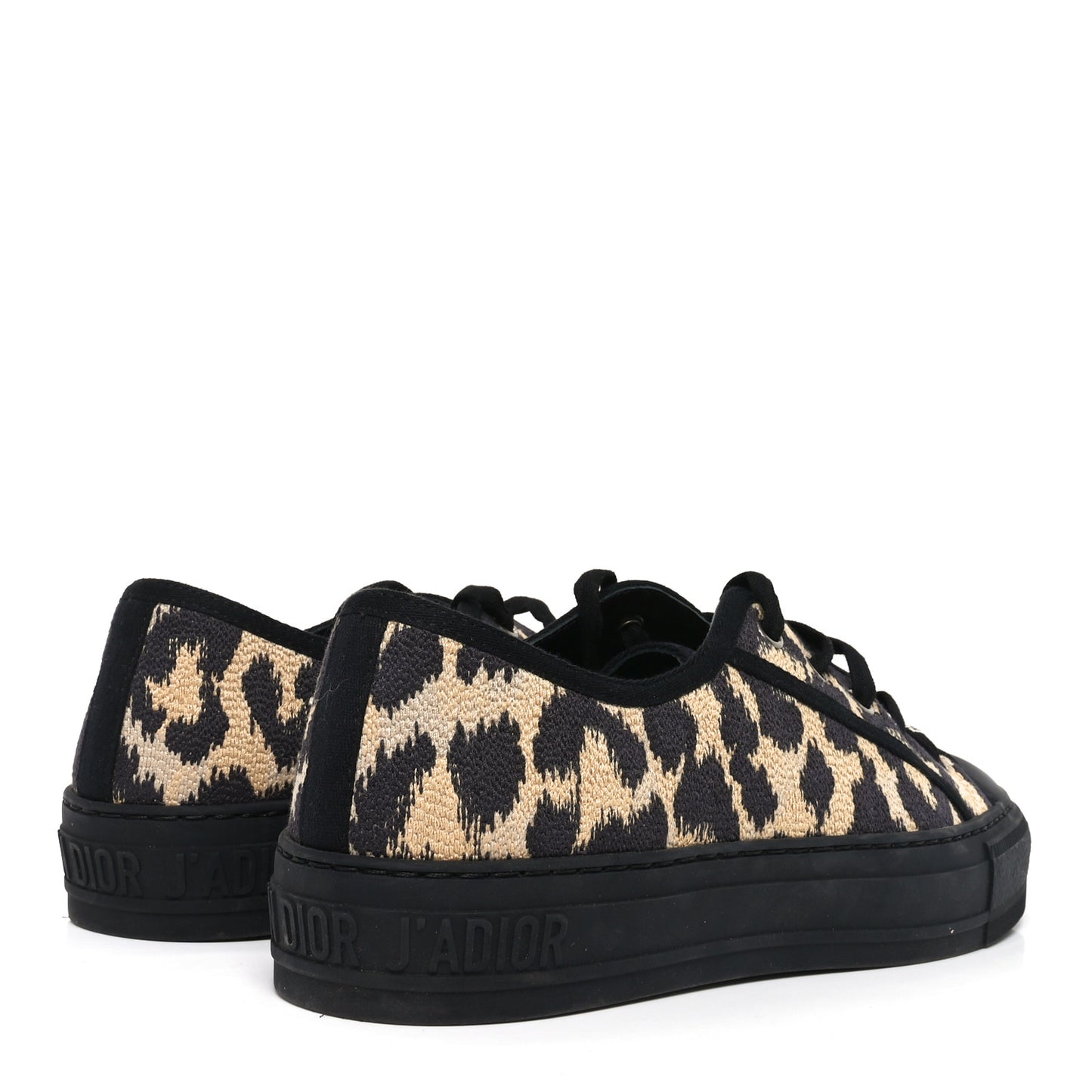 Canvas Leopard Print Embroidered Womens Walk'N'Dior Low Top Sneakers 38 Natural