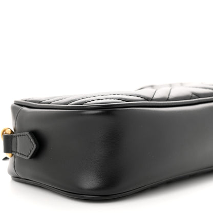 Gucci Calfskin Matelasse Small GG Marmont Chain Shoulder Bag Black 9 of 11