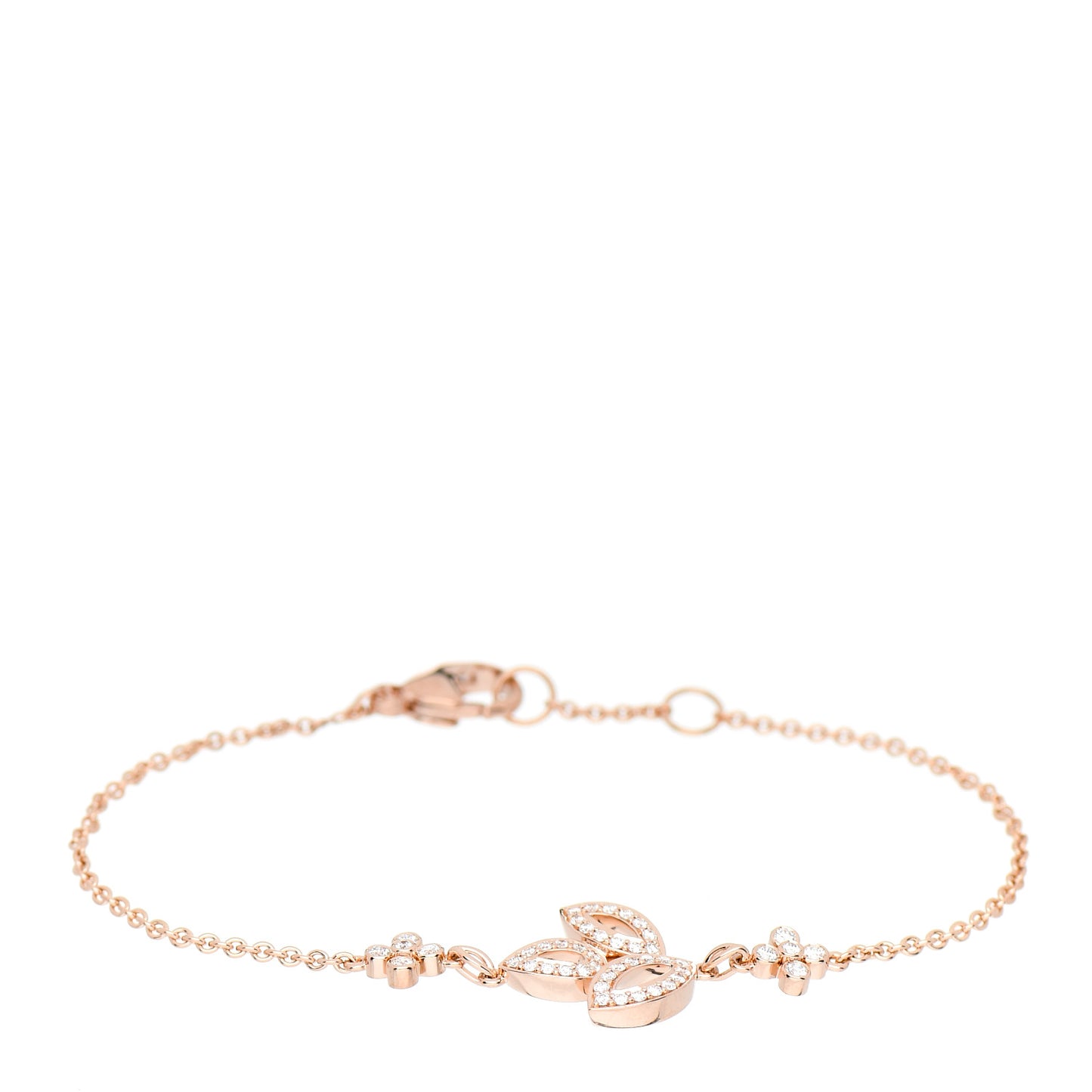 18K Rose Gold Diamond Lily Cluster Bracelet