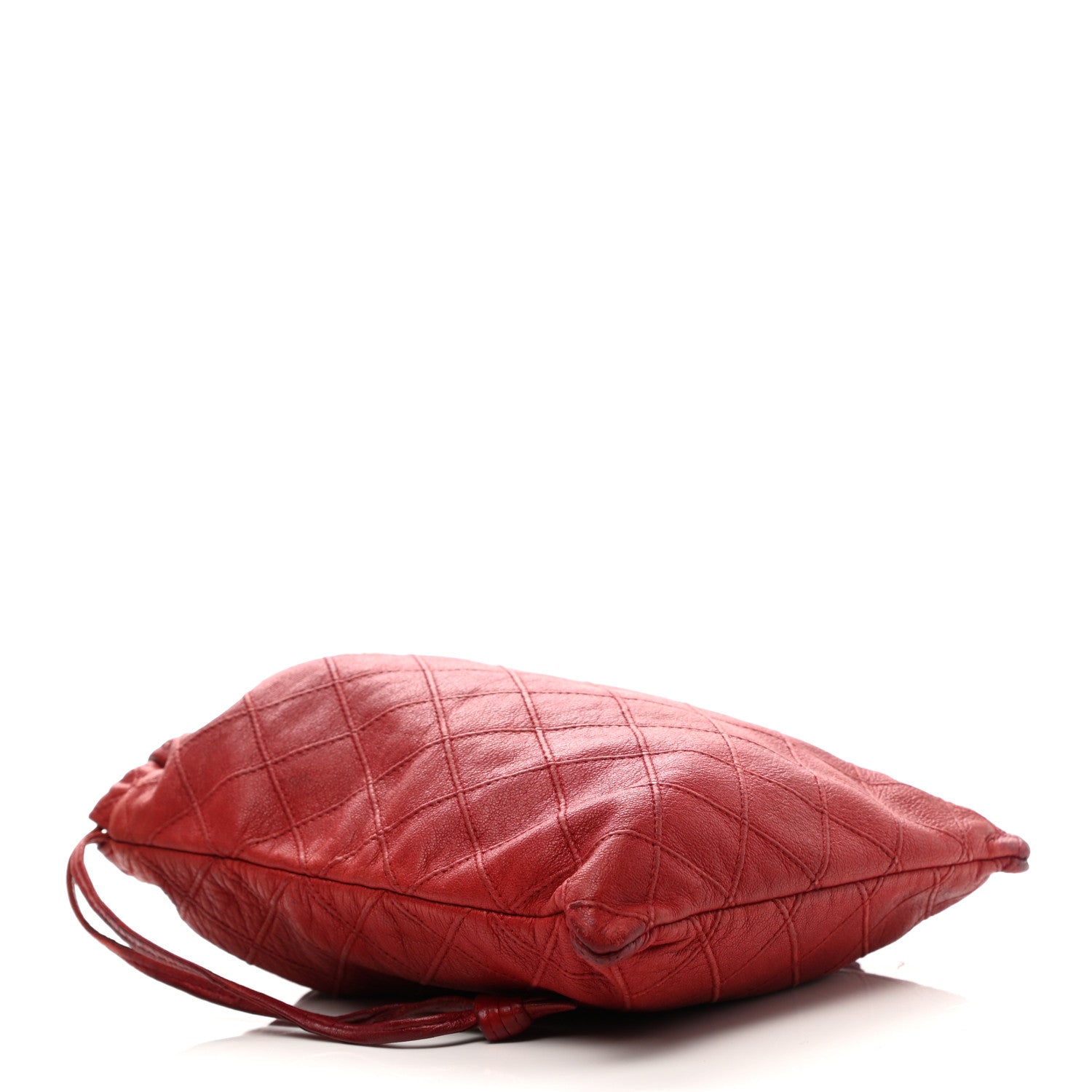 Chanel Lambskin Stitched Drawstring Pouch Bag Red 4 of 11