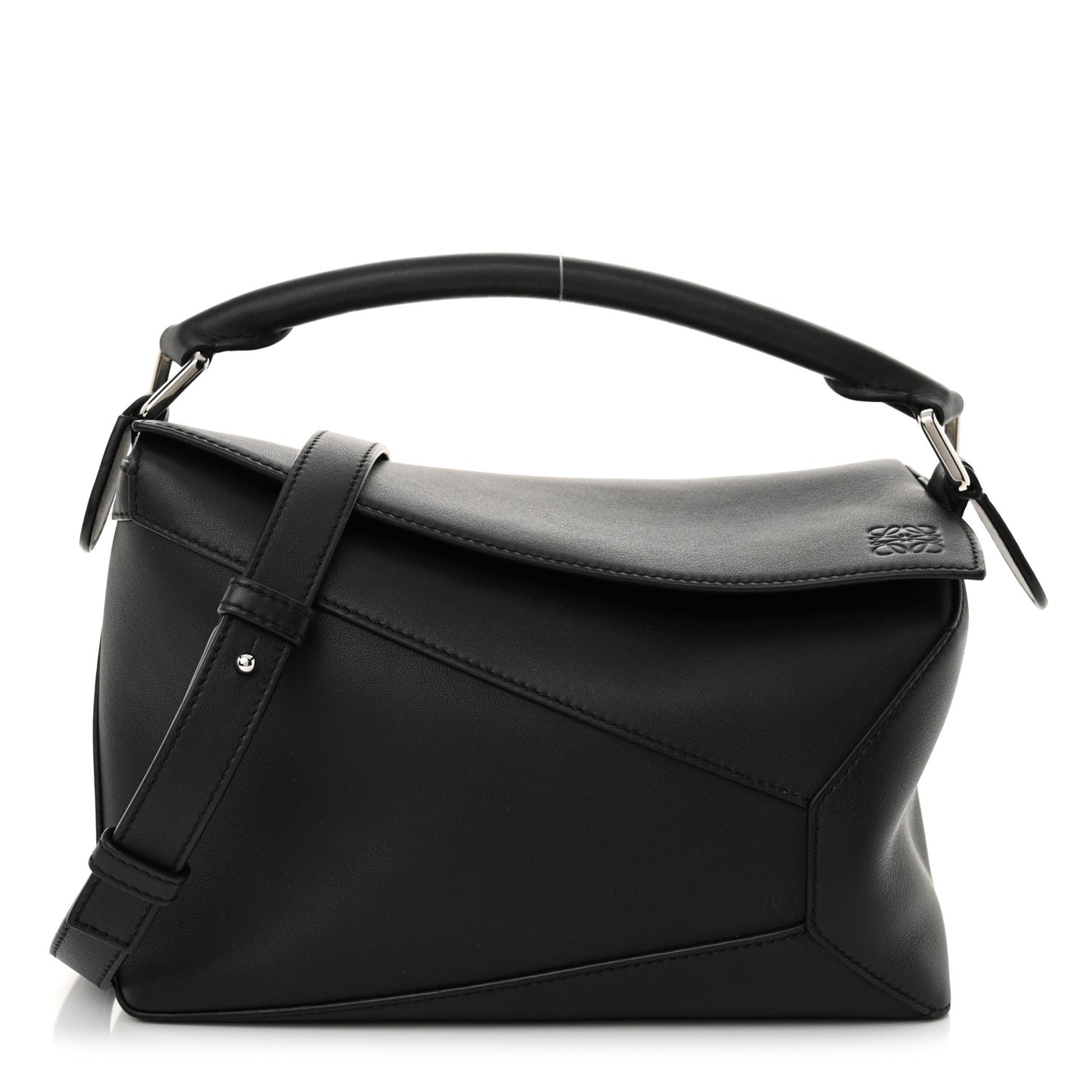Calfskin Small Puzzle Edge Bag Black