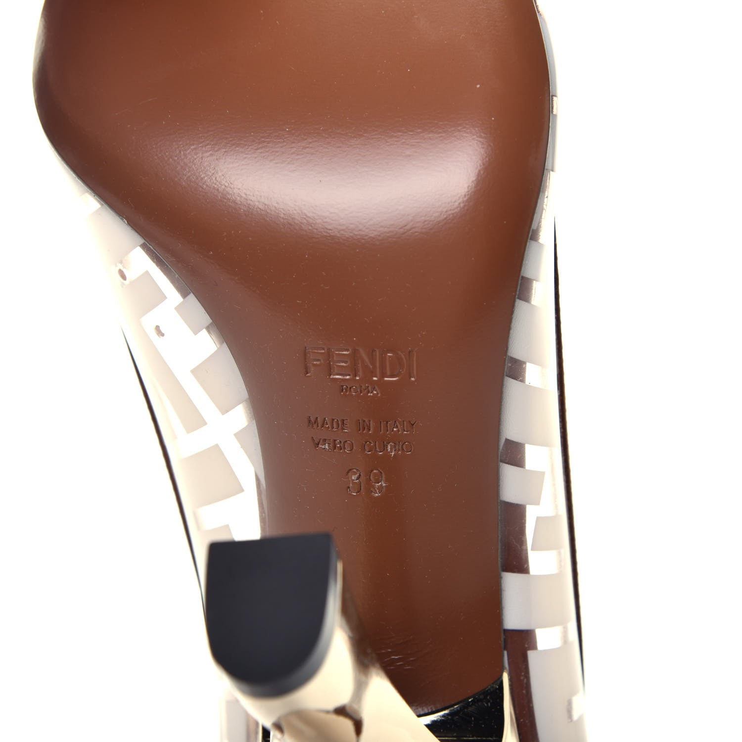 Fendi PVC Calfskin FF Colibri High-Heel Pumps 39 White Cuoio 7 of 8