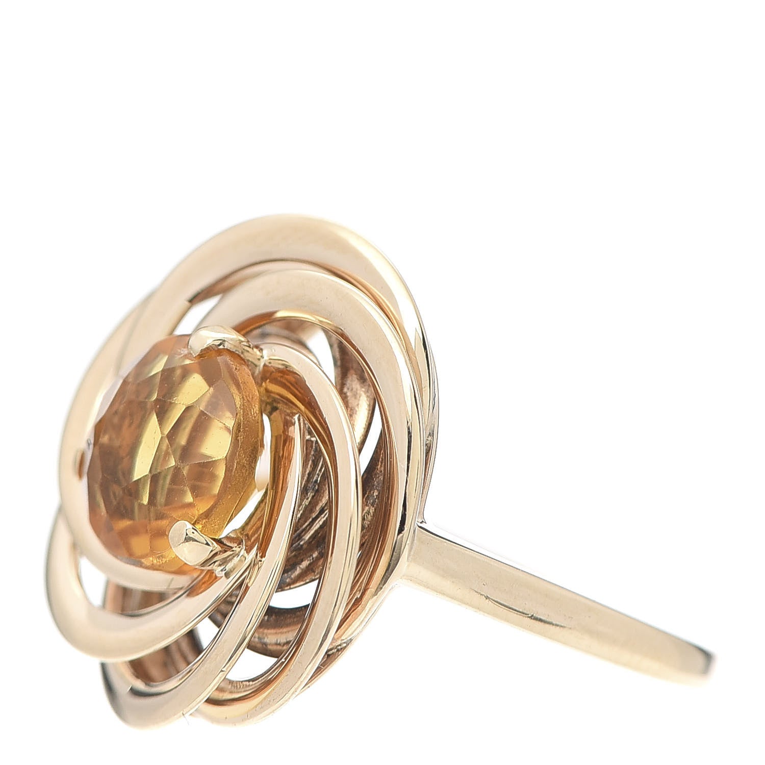 Tiffany 18K Yellow Gold Citrine Round Circle Ring 50 5.5 3 of 7