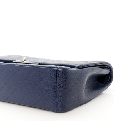Chanel Caviar Quilted Maxi Double Flap Navy Blue 11 of 12