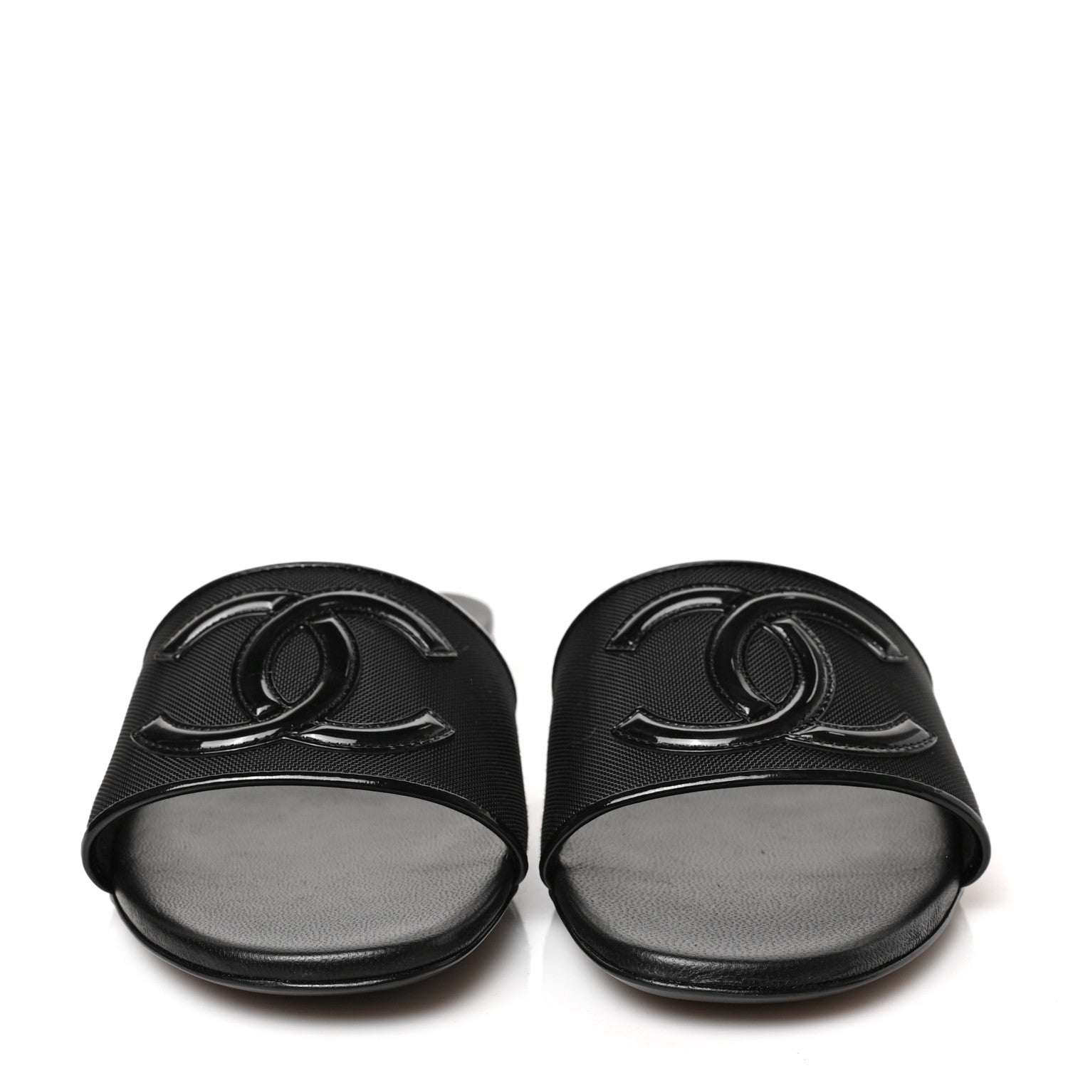 Chanel Mesh Patent Calfskin CC Mules 36 Black 2 of 9