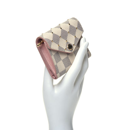 Louis Vuitton Damier Azur Studded Zoe Wallet Rose Ballerine 2 of 7