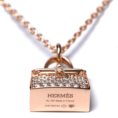 Hermes 18K Rose Gold Diamond Kelly Amulettes Pendant Necklace 5 of 6
