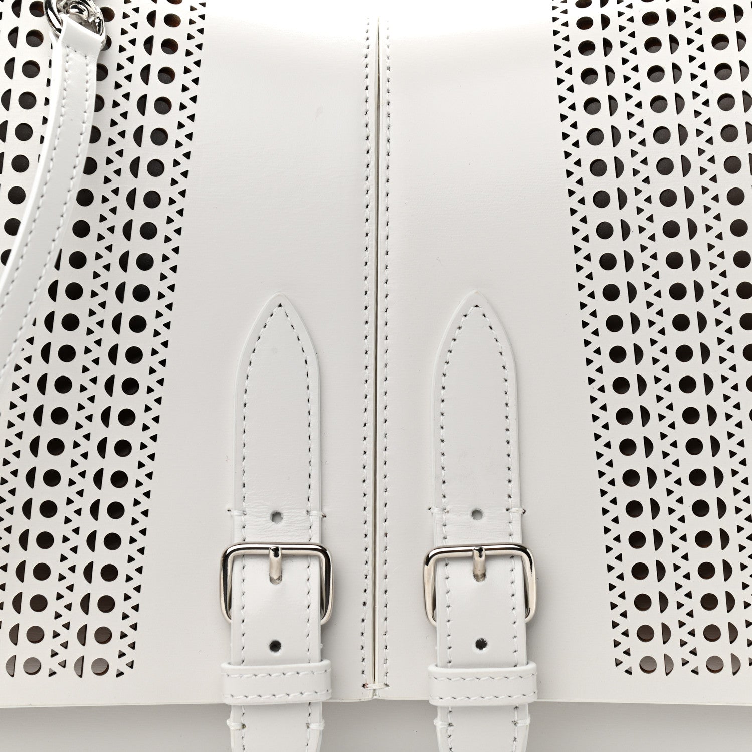 Alaia Calfskin Laser Cut Bellechasse 29 Top Handle Bag White 7 of 11