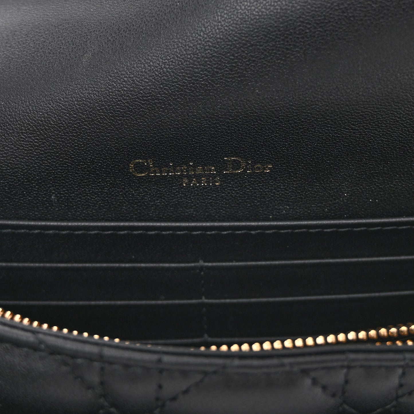 Lambskin Cannage Lady Dior Chain Pouch Black