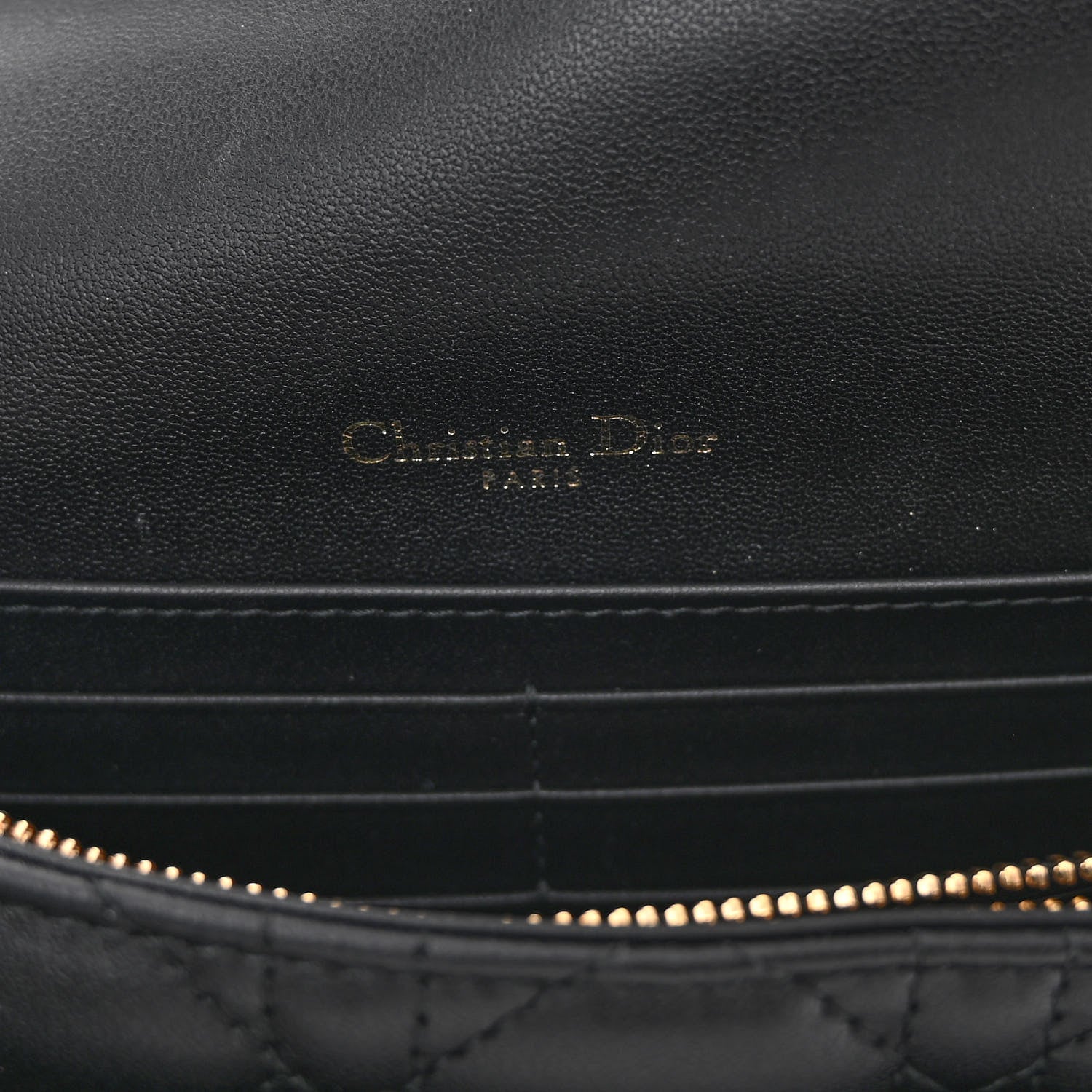 Christian Dior Lambskin Cannage Lady Dior Chain Pouch Black 6 of 9