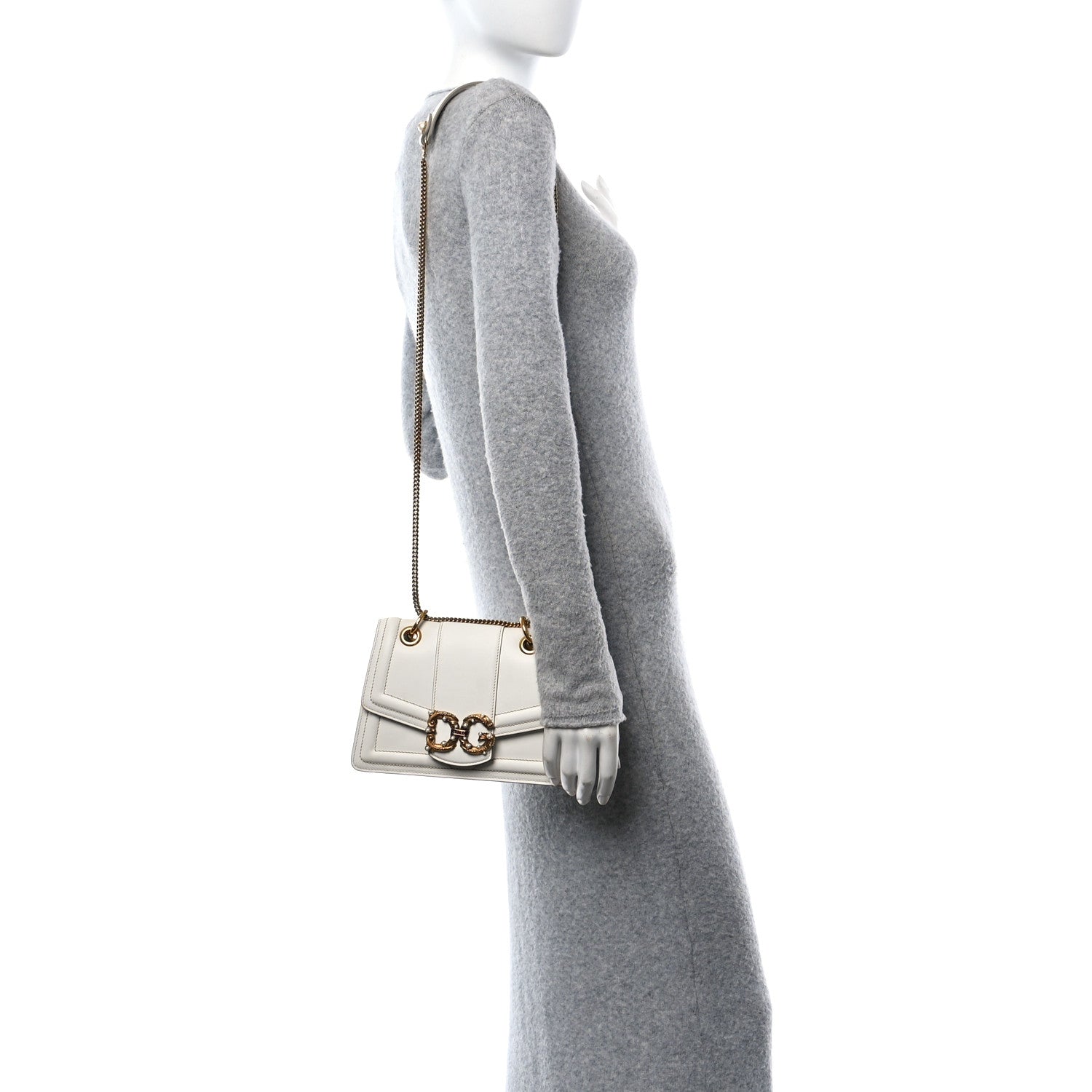 Dolce & Gabbana Smooth Calfskin Small DG Amore Envelope Bag White 3 of 9