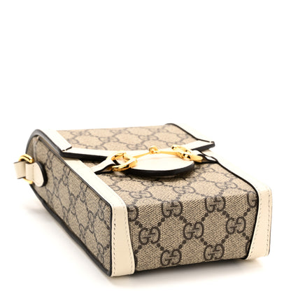 Gucci GG Supreme Monogram Azalea Calfskin Mini Horsebit 1955 Crossbody Bag Beige Ebony Mystic White 4 of 10