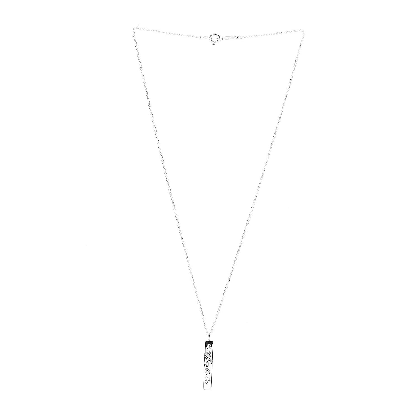 Sterling Silver Diamond Notes Bar Pendant Necklace