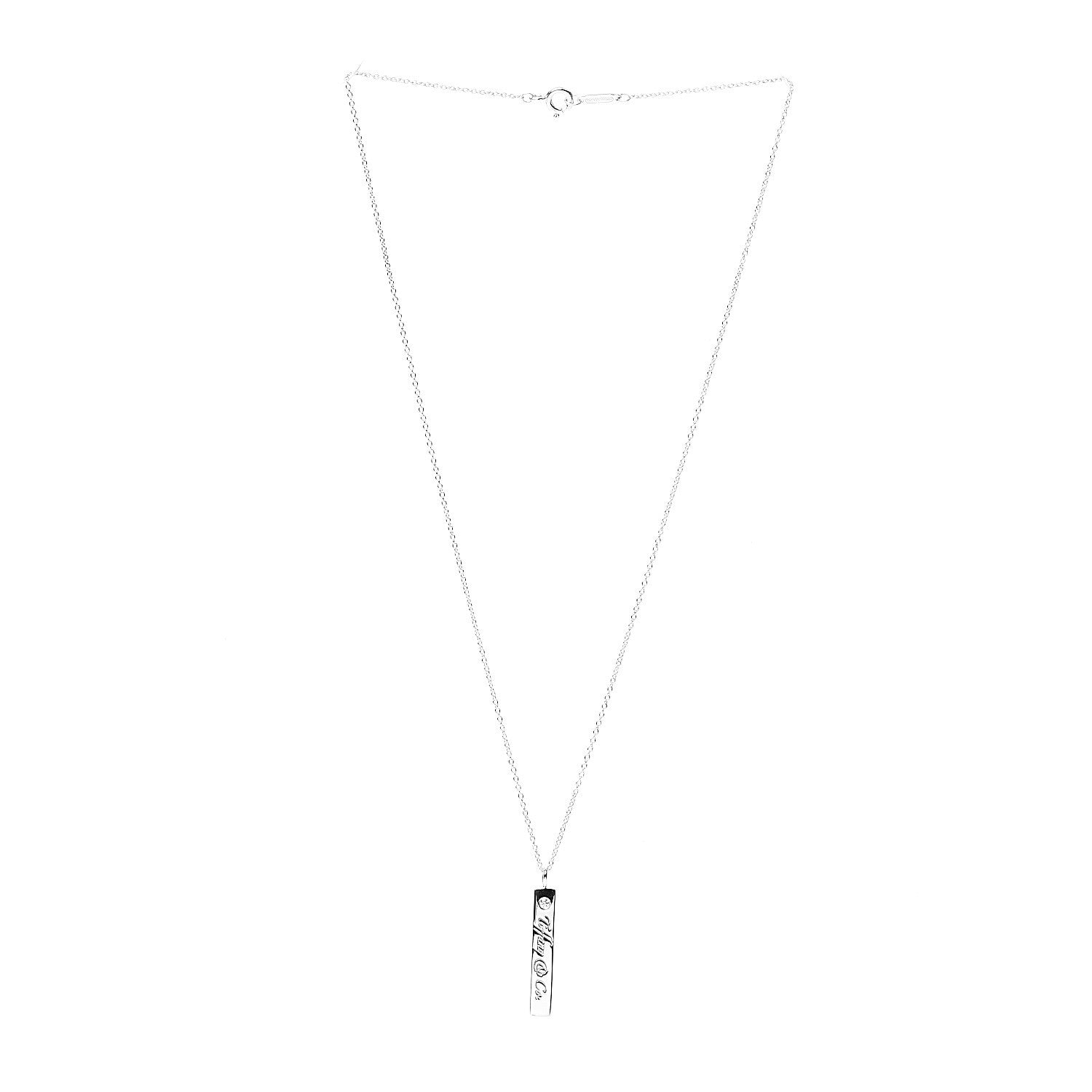 Tiffany Sterling Silver Diamond Notes Bar Pendant Necklace 2 of 5