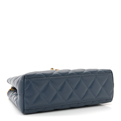 Chanel Shiny Aged Calfskin Quilted Nano Kelly Shopper Dark Blue 4 of 10