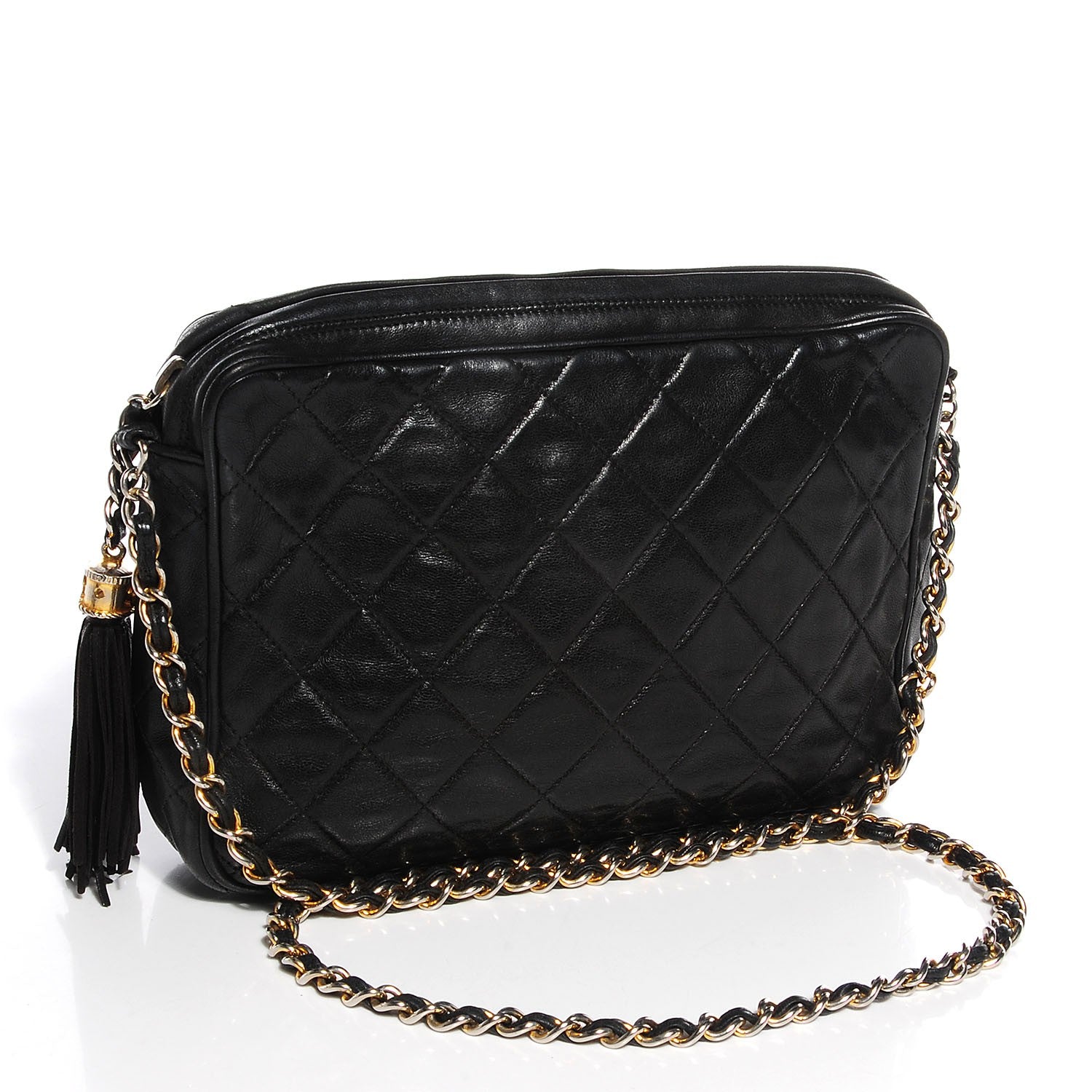 Chanel Lambskin Quilted Tassel Camera Case Black 3 of 8
