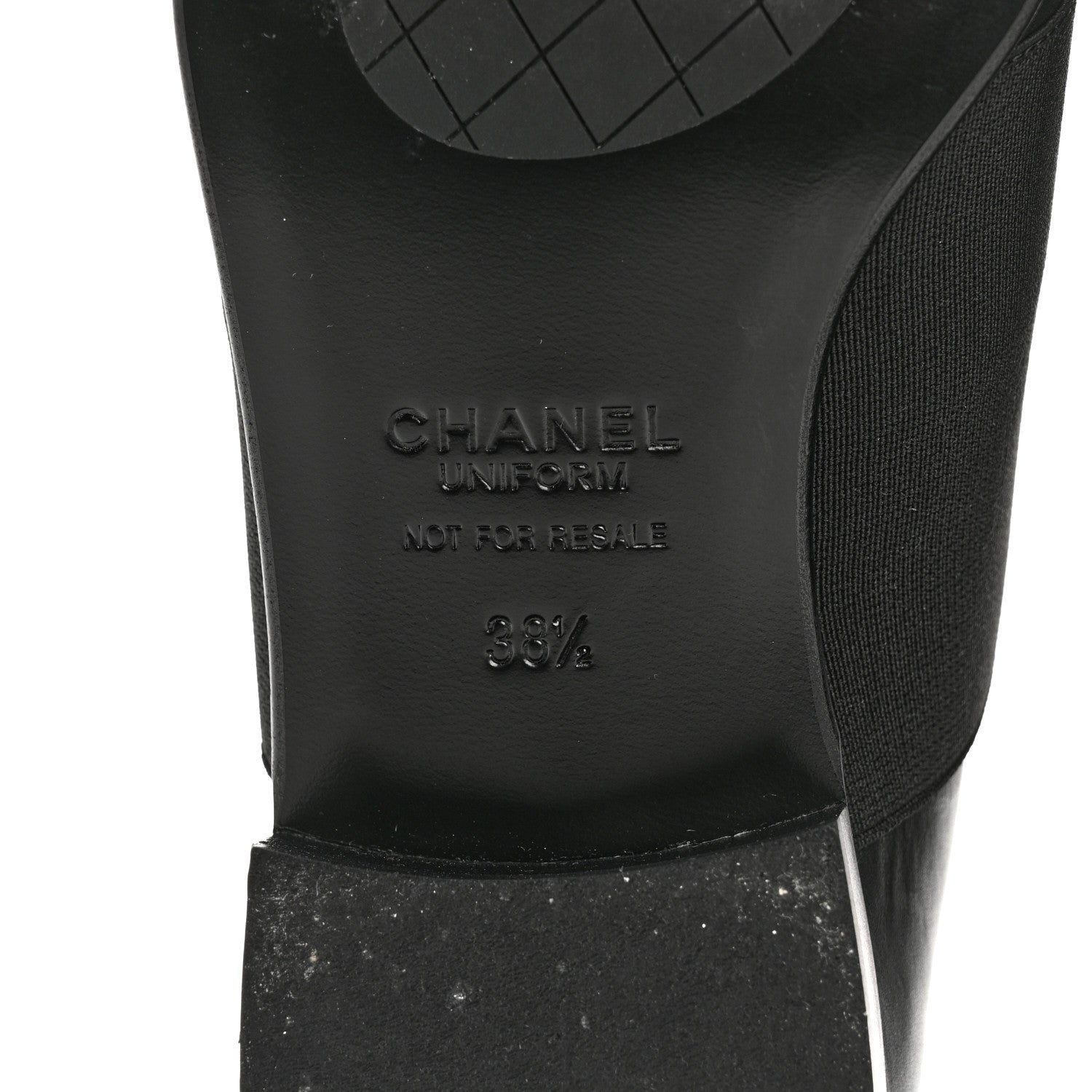 Chanel Calfskin Elastic Lace Up Cap Toe CC Loafers 38.5 Black 8 of 11